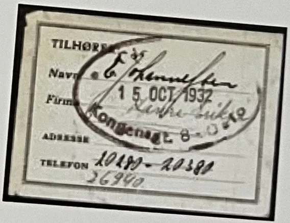 Eierstempel i svarteboka datert 15. oktober 1932